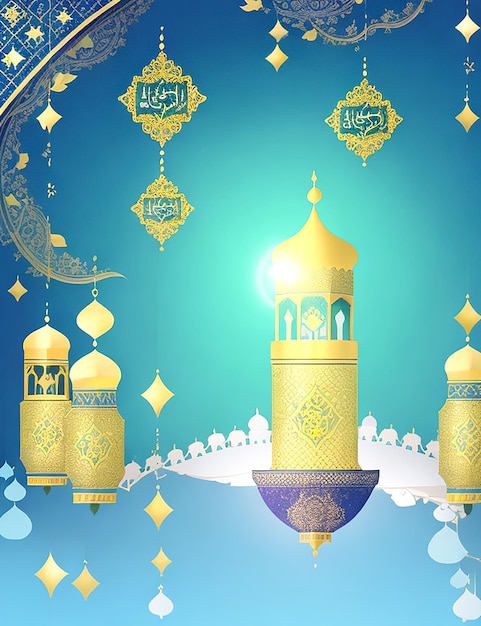 Beautiful holy month eid mubarak background generate by ai