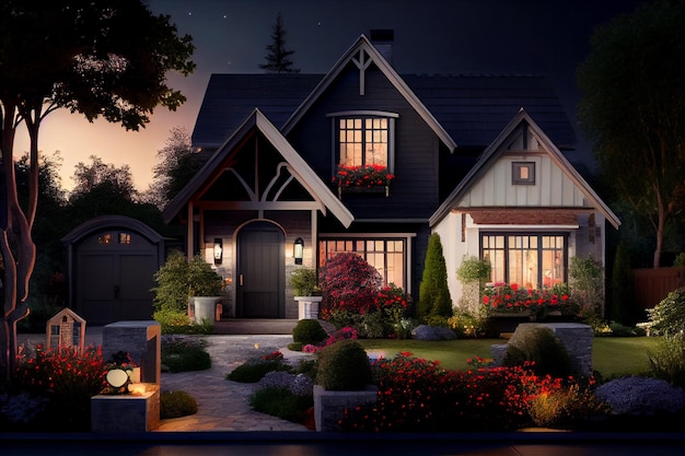 Beautiful Home Exterior in evening