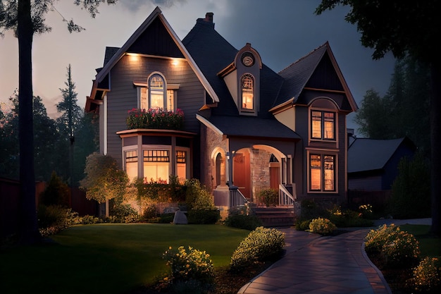 Beautiful Home Exterior in evening