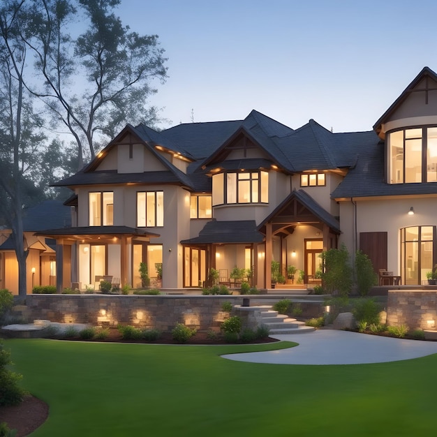 Beautiful_Home_Exterior_in_evening, созданный искусственным интеллектом