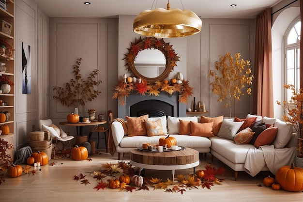 Красивый интерьер дома, вдохновленный осенью
