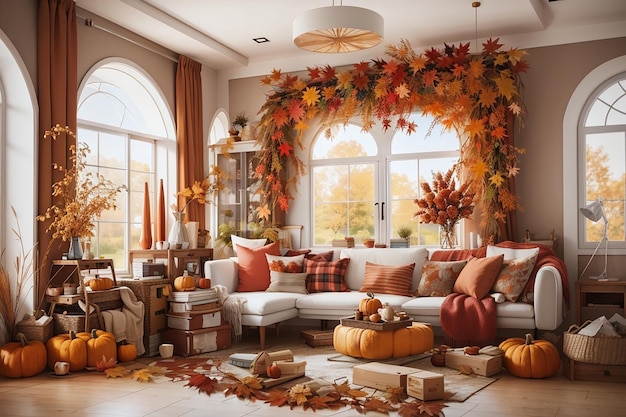Красивый интерьер дома, вдохновленный осенью