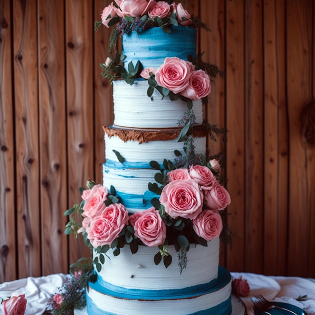 Beautiful home wedding threetiered cake design