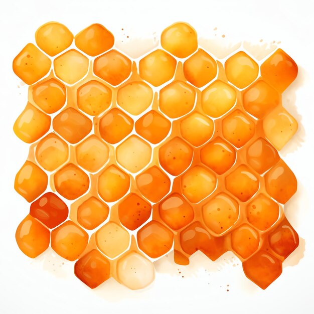 Beautiful honeycomb pattern border watercolor clipart illustration