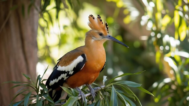 Photo beautiful hoopoe possing on branch