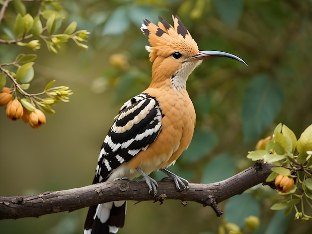 beautiful hoopoe possing on branch