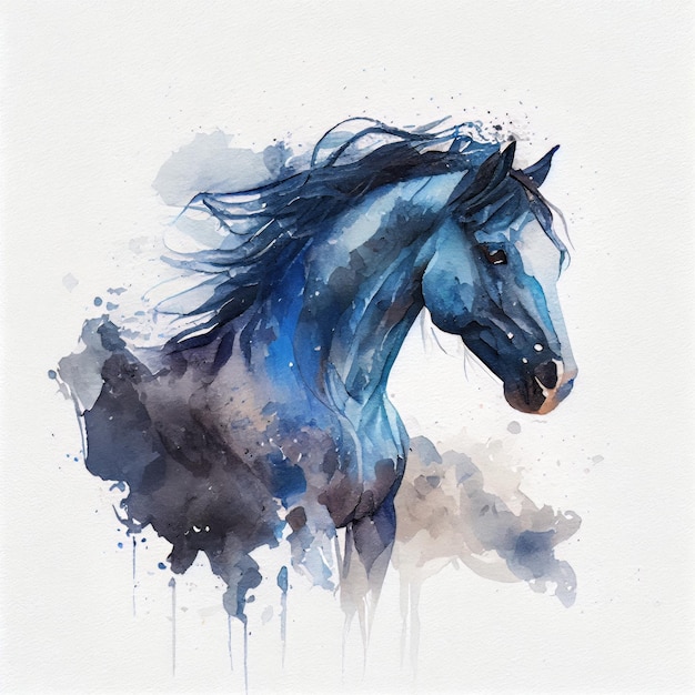 Beautiful horse Watercolor illustration with an animal Generative AI