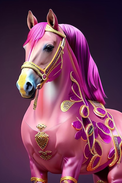 Beautiful Horse with Ornaments AI generate