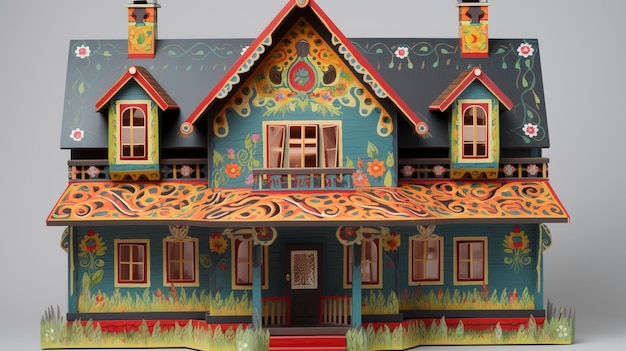 Beautiful House in Folk Art Style