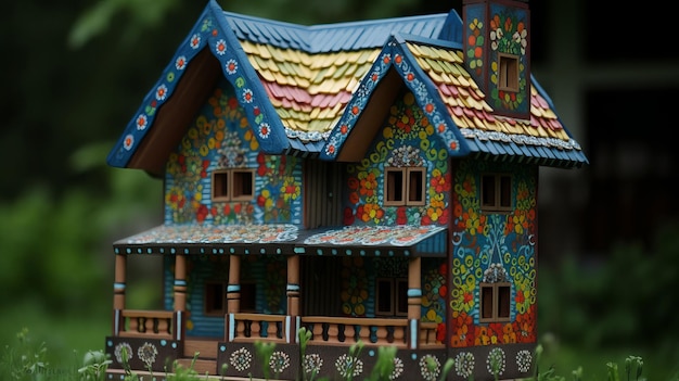 Photo beautiful house in folk art style