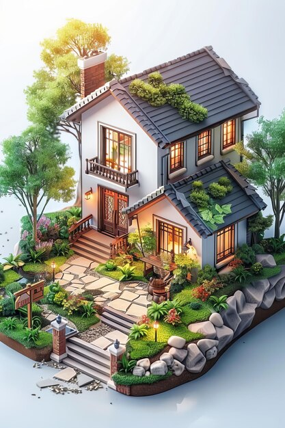 Photo a beautiful house with a garden