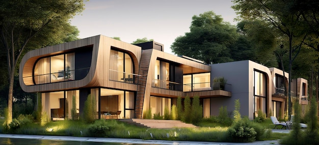 현대 건축의 아름다운 집 Generative AI