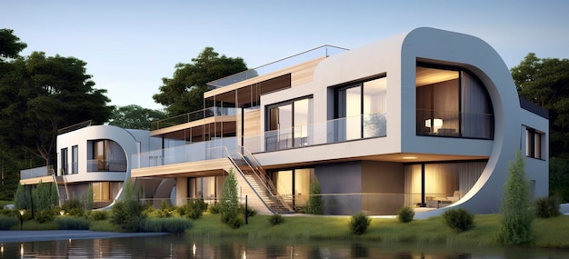 현대 건축의 아름다운 집 Generative AI