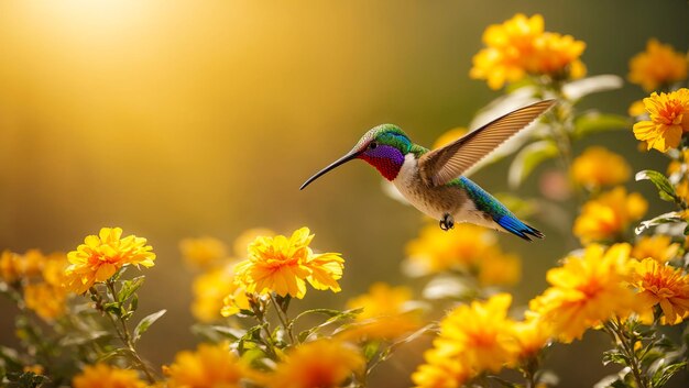 Beautiful hummingbird bird flowers