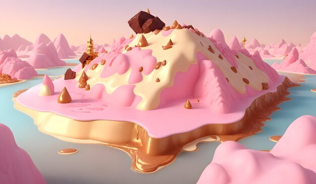 Beautiful ice cream island Generative AI