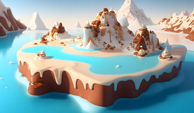 Beautiful ice cream island Generative AI