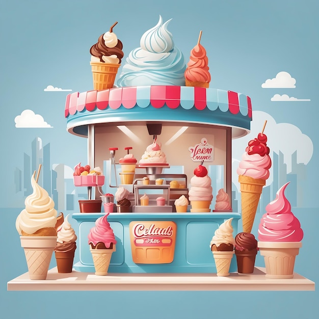 Photo a beautiful ice cream shop vector