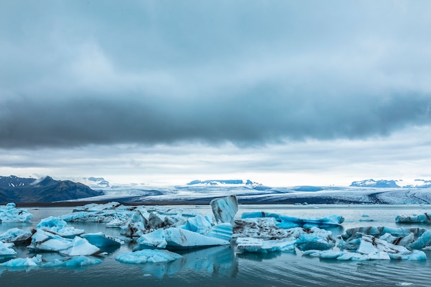 Beautiful icebergs the Jokulsarlon Ice Lake in the golden circle of southern Iceland