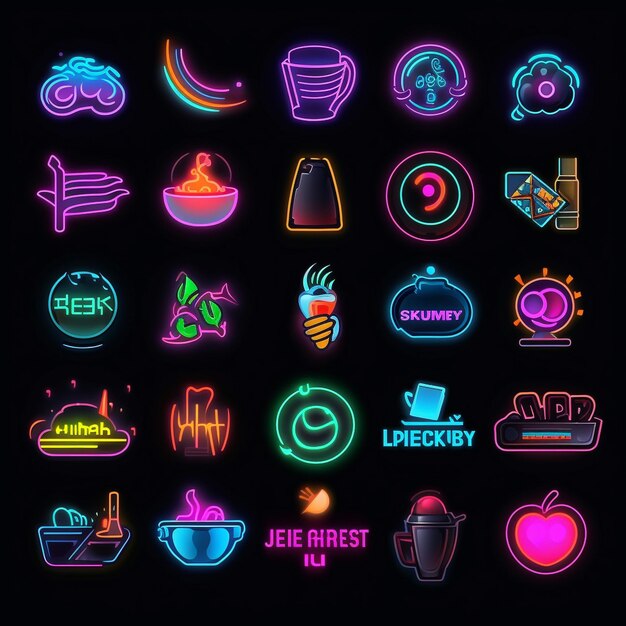 Photo beautiful icons standard classic neon symmetrical and abstract background pattern