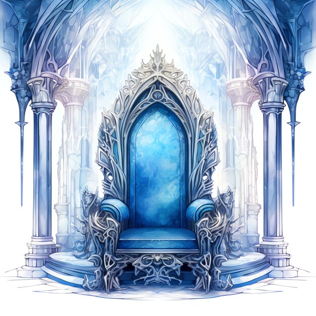 Premium AI Image | beautiful Icy Throne Room blue ice winter fairytale  fantasy world clipart illustration