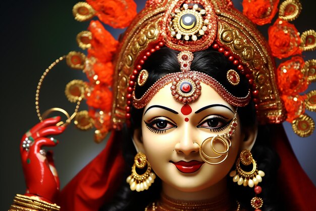 Foto bella idola della dea durga celebrazione del festival di navratri