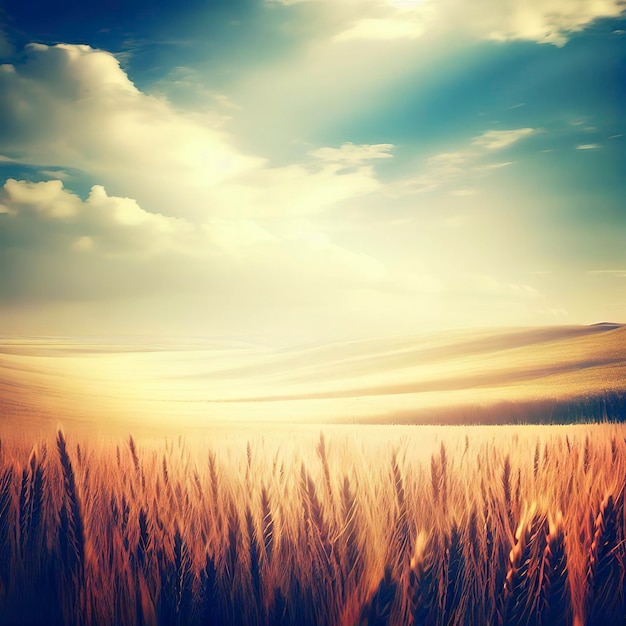 Beautiful idyllic landscape of grain field