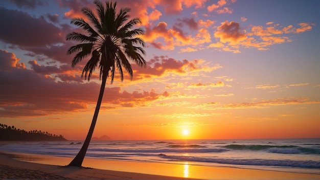 Красивый идиллический тропический райский пляж с пальмами в солнечный летний день