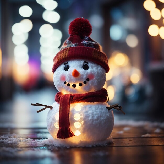 Beautiful illuminated snowman decor