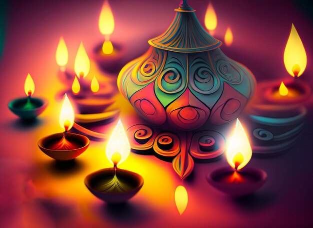 beautiful illuminating Diya background