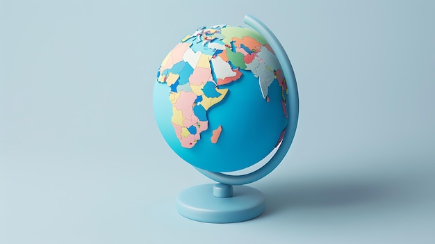 Photo a beautiful illustration of a 3d globe with a blue background the globe is made up of colorful countries