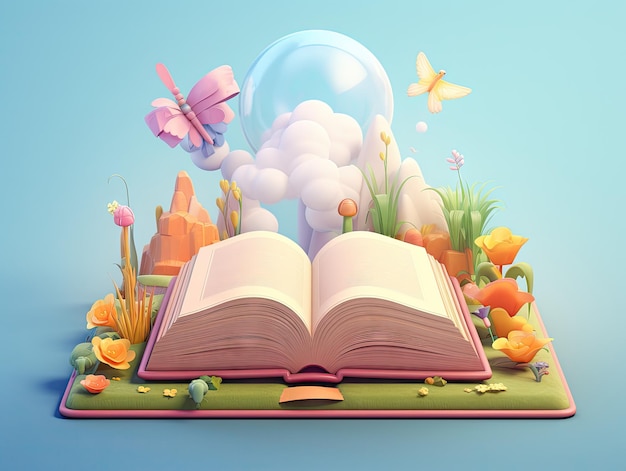 Beautiful Illustration of Bible Book 3D colorful style playful design pastel colors