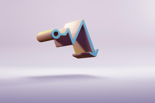 beautiful illustration blue economic crisis symbol icons on a bright pink background 3d rendering
