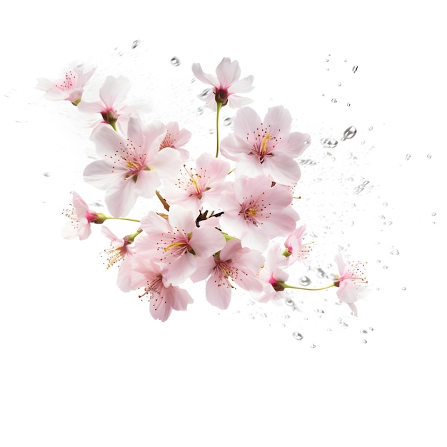Фото Красивая иллюстрация цветущей вишни на белом фоне