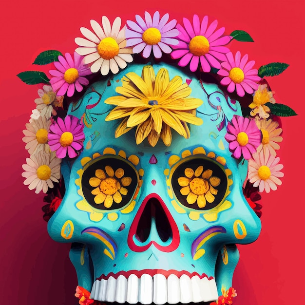 죽은 자의 날, 멕시코 전통의 아름다운 삽화. 죽은 이미지의 화려한 날.