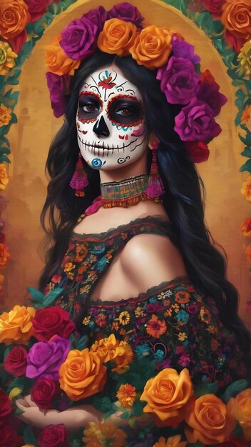 Beautiful illustration of the day of the dead mexican tradition colorful day of the dead image