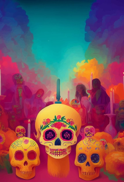 Beautiful illustration of the Day of the Dead typical altar of the day of the dead Remembrance Day