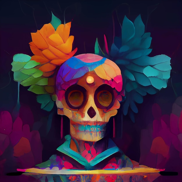 Beautiful illustration of the Day of the Dead typical altar of the day of the dead Remembrance Day