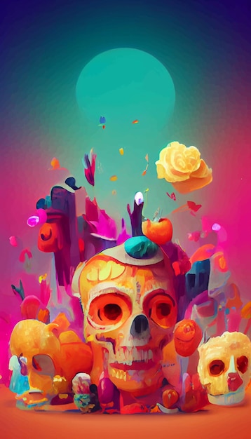 Beautiful illustration of the Day of the Dead typical altar of the day of the dead Remembrance Day