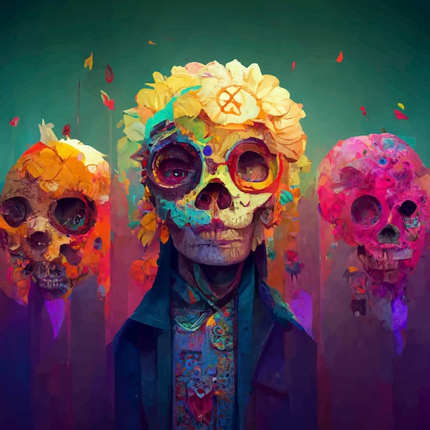 Beautiful illustration of the Day of the Dead