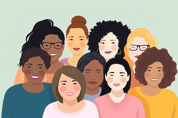 Photo a beautiful illustration of diverse women