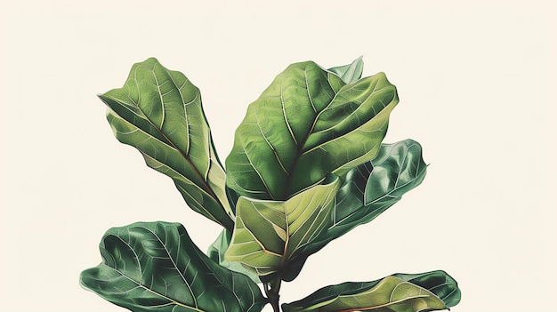 Photo a beautiful illustration of a fiddle leaf fig plant the large glossy leaves are a deep green color and have a distinctive shape
