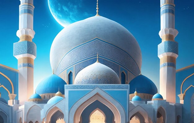 beautiful illustration of the gorgeous mosque with a Ramadan Islamic Background