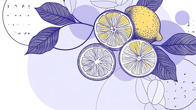 색 배경 에 있는 레몬 의 아름다운 그림