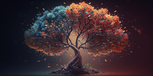 Beautiful illustration of magic tree of life sacred symbol Generative AI