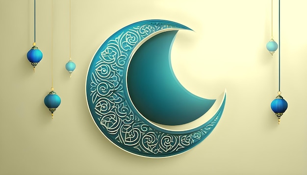 Photo a beautiful illustration of a moon islamic background