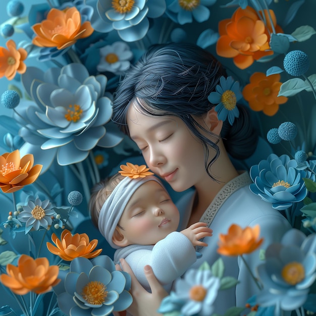 a beautiful illustration of mothers day