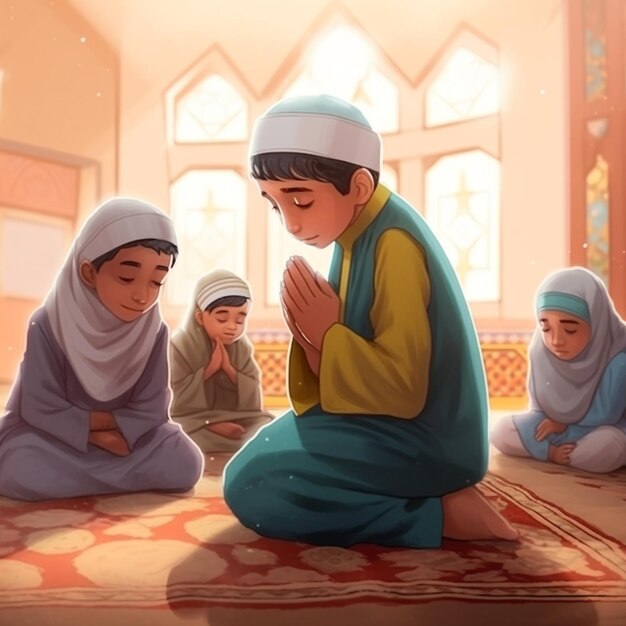 Photo beautiful illustration of muslim character