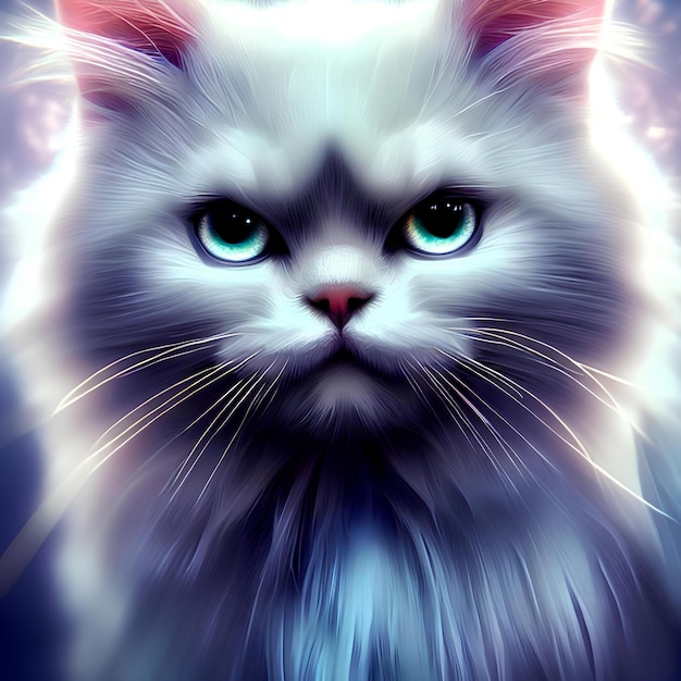 Beautiful illustration of a mystical Persian cat