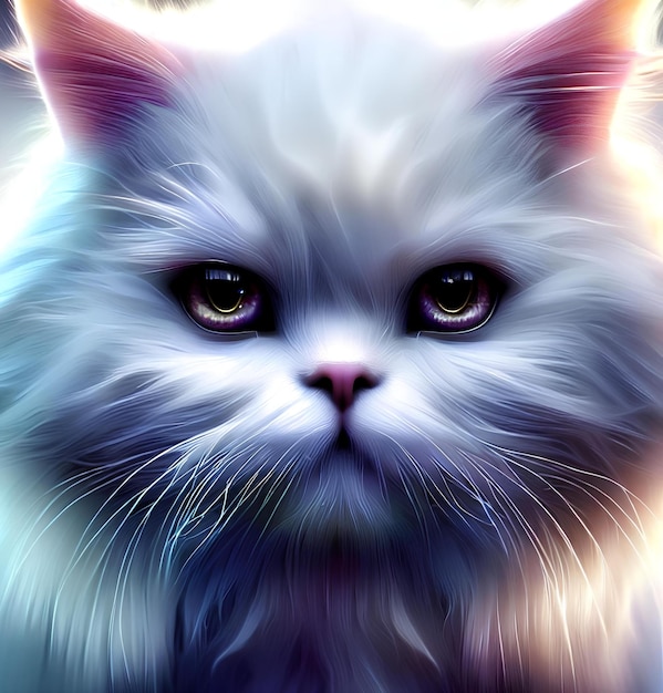 Beautiful illustration of a mystical Persian cat