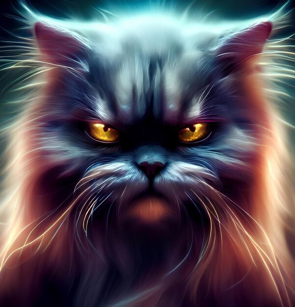 Beautiful illustration of a mystical Persian cat